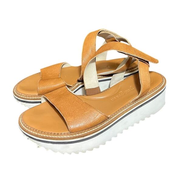 Paul Green Dede Platform Slingback Sandal Brown Tan Leather Womens UK 4.5 US 7 - Picture 1 of 9